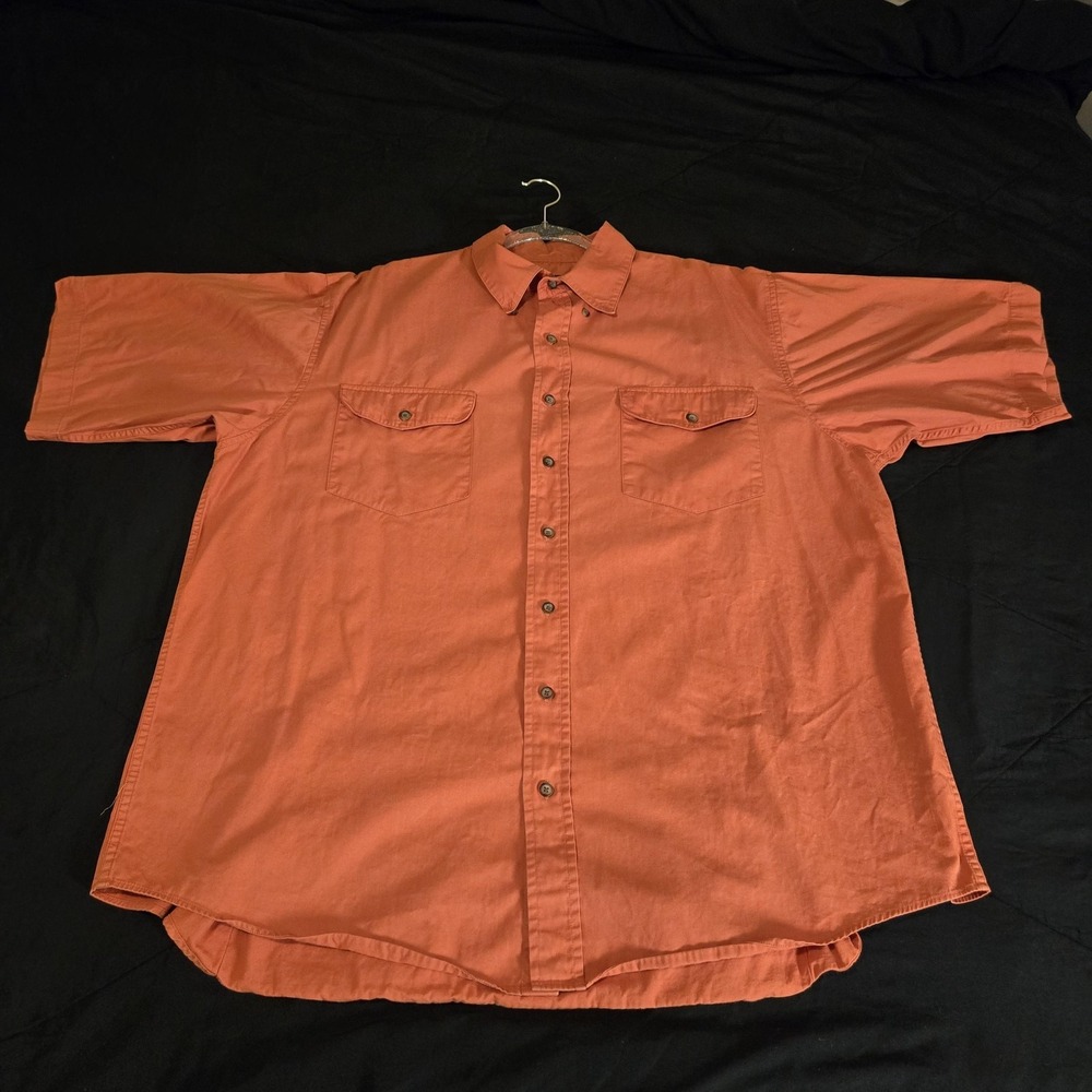 Walls Shirt Mens XLT Orange Short Sleeve Button Front‎ Western Ranch Wear Cotton